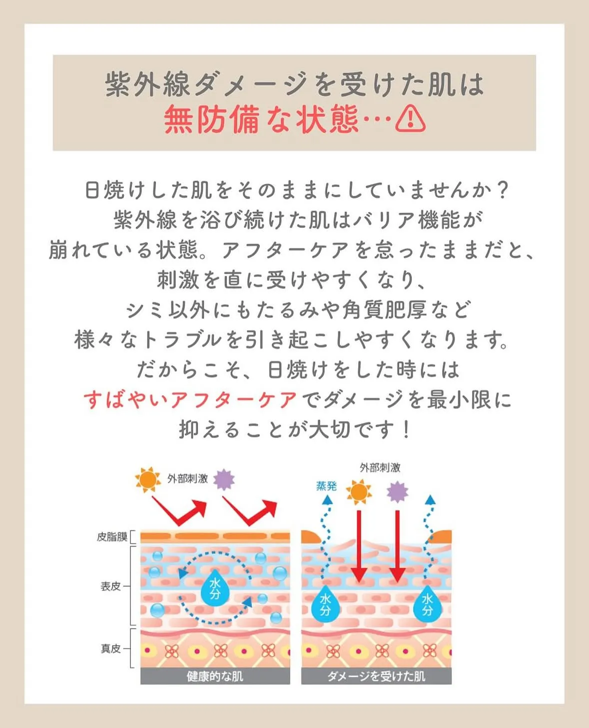 \その日焼け‼️放置しないで‼️/